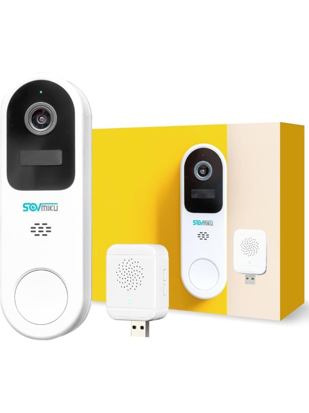 Smart Video Doorbell with Chime, Wireless Home Security Camera, Two-Way Audio